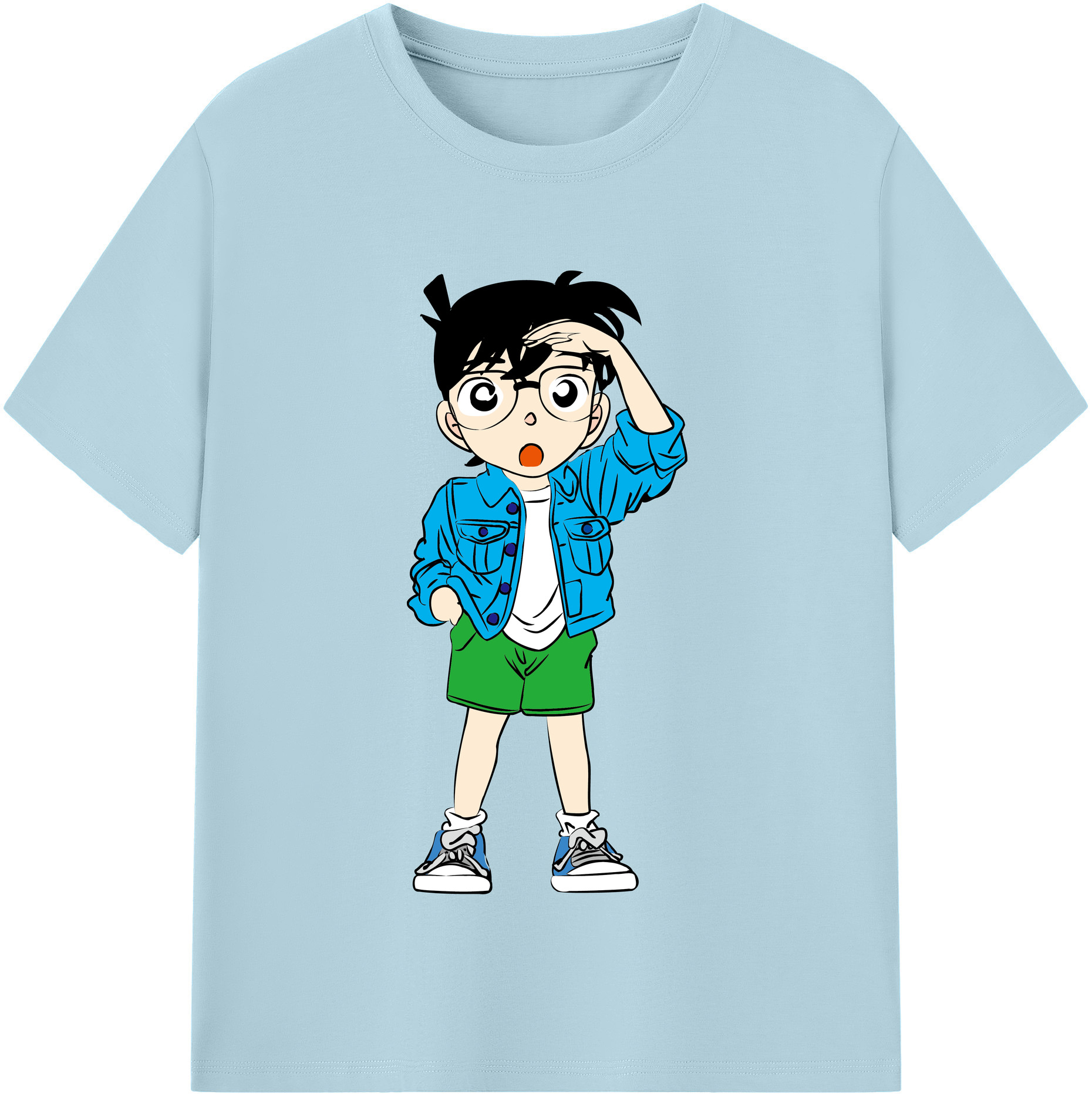 （画像用） 名探偵コナン 江戸川 コナン Detective Conan Conan Edogawa 綿100％半袖Tシャツ（フロントプリント）